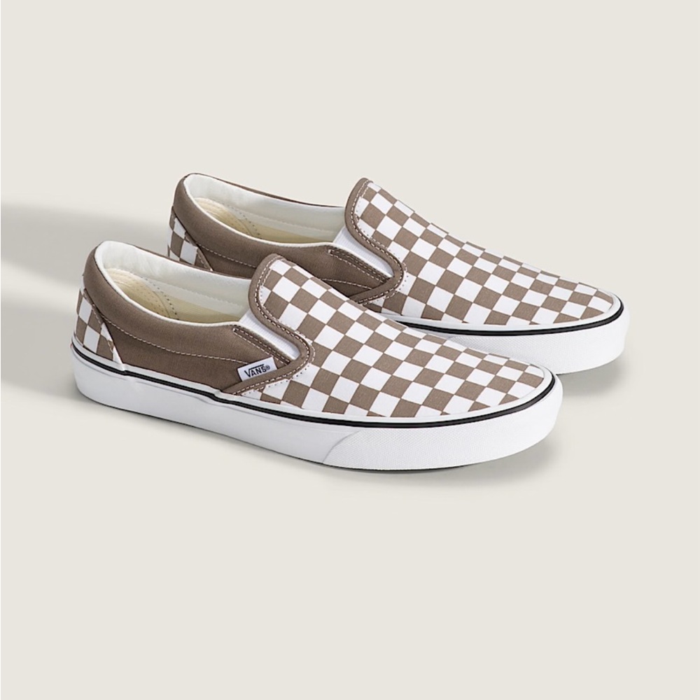 Vans Brown & White Checkered Slip-On Sneakers